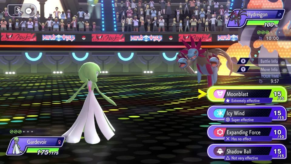 A Pokémon Champions Doubles battle mid-turn, attackers facing off.