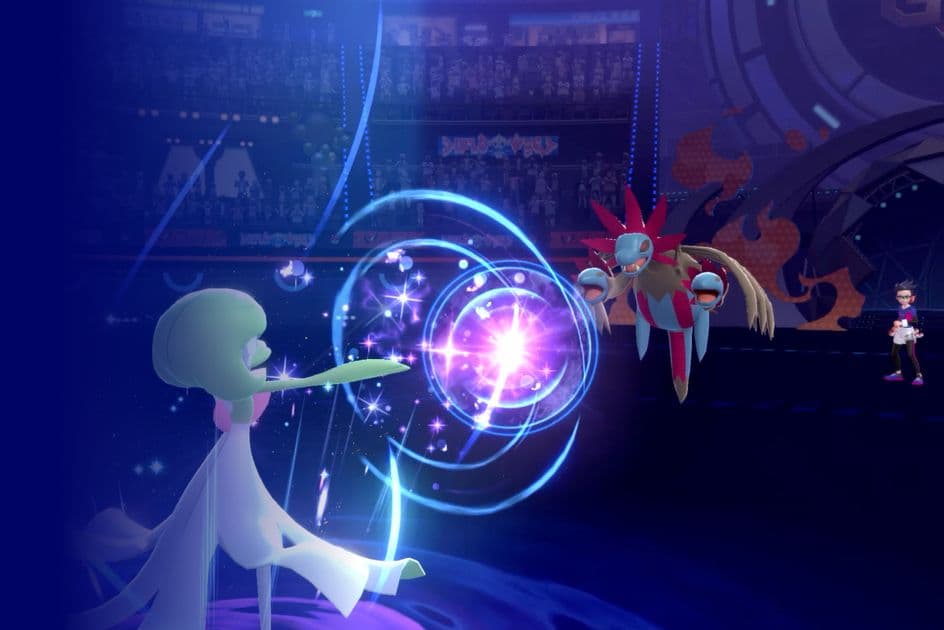 Gardevoir casting a move mid-battle in Pokémon Champions.